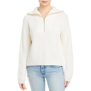 NWT Joie Hinnes Quarter Zip Sweater Pullover White Wool Women's $348 - Size S